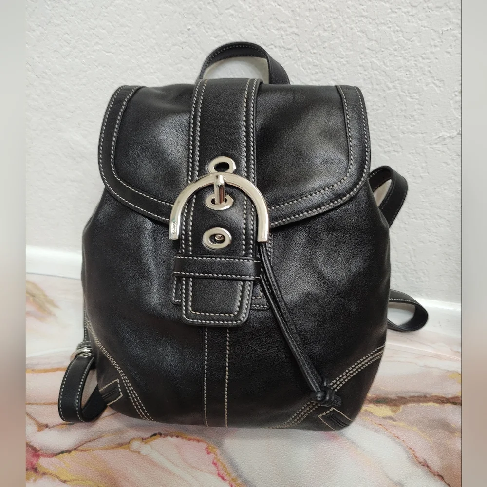 Coach #3559 Soho Black Leather
Drawstring Mini Backpack - Picture 1 of 13